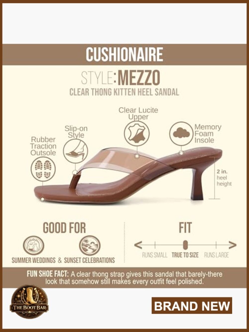 Square Toe Clear Strap Kitten Heels Sandals Memory Foam Comfort Slip On - Picture 4 of 7